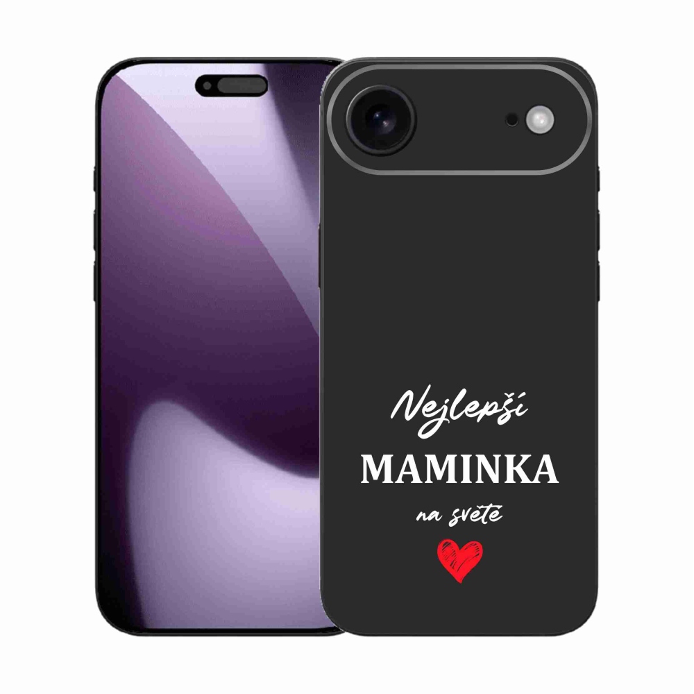 Gélový kryt mmCase na iPhone 17 Air - najlepšia mamička 1 čierne pozadie