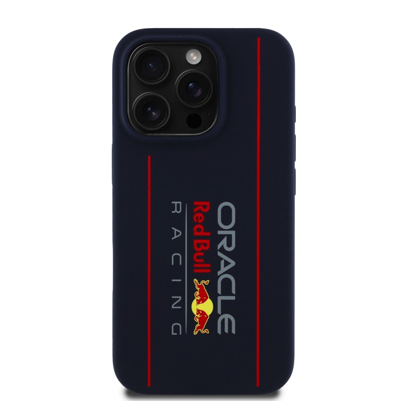 Red Bull Silicone Vertical Logo MagSafe Zadný Kryt pre iPhone 15 Pro Navy