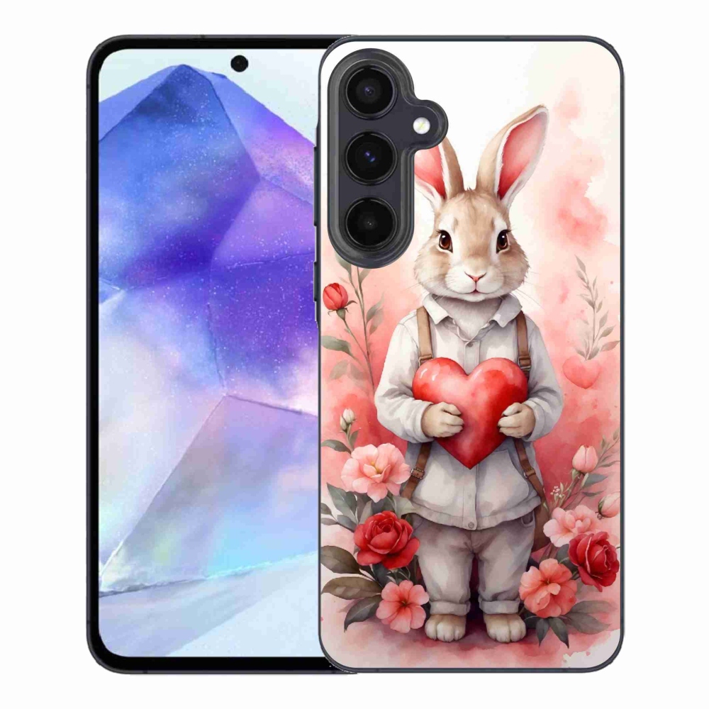 Gélový kryt mmCase na Samsung Galaxy A55 5G - zajac so srdiečkom