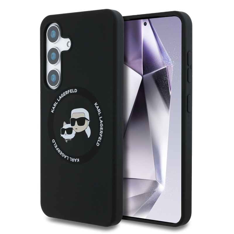 Karl Lagerfeld Liquid Silicone K&CH Heads MagSafe Zadný Kryt pre Samsung Galaxy S25+ Black