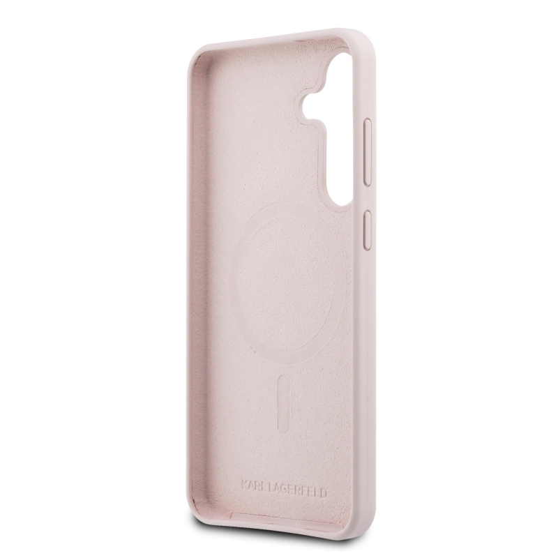 Karl Lagerfeld Liquid Silicone K&CH Heads MagSafe Zadný Kryt pre Samsung Galaxy S25 FE Pink