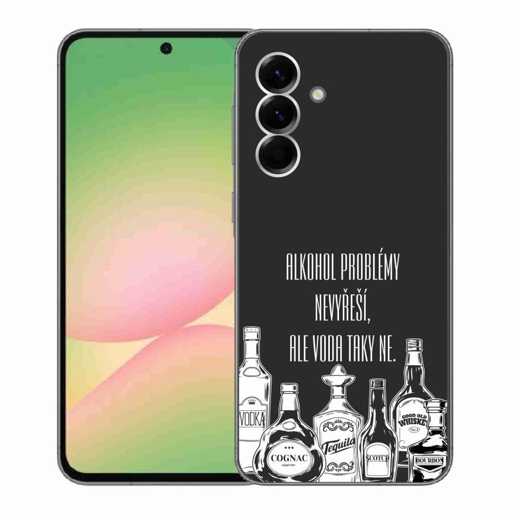 Gélový kryt mmCase na Samsung Galaxy A56 5G - vtipný text čierne pozadie