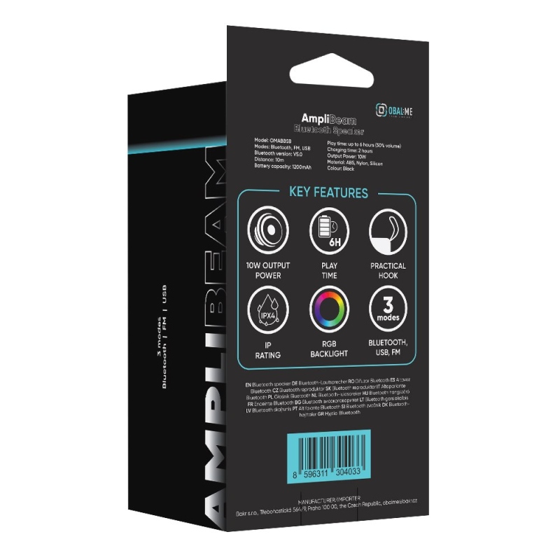 OBAL:ME AmpliBeam Bluetooth reproduktor – čierny