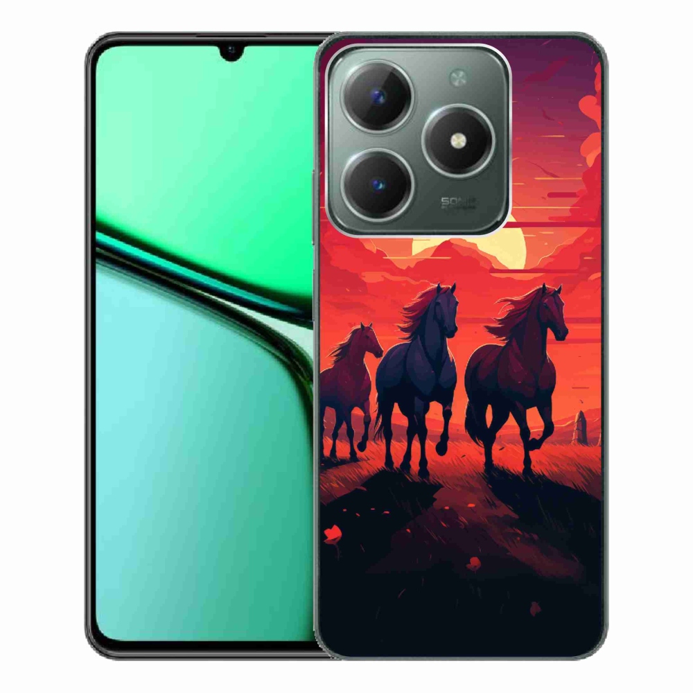 Gélový kryt mmCase na Realme C61 - kone a západ slnka