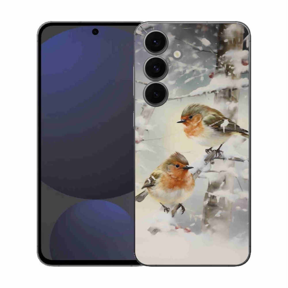 Gélový kryt mmCase na Samsung Galaxy S25 FE - vtáčiky v zime
