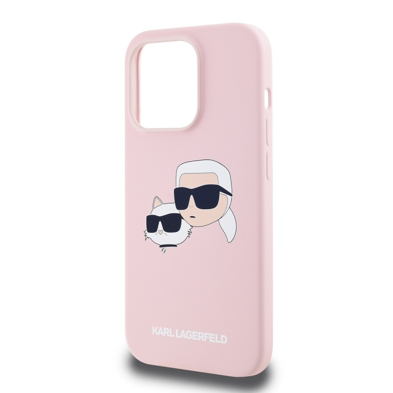 Karl Lagerfeld Liquid Silicone Double Heads Magsafe Zadný Kryt pre iPhone 14 Pro Pink