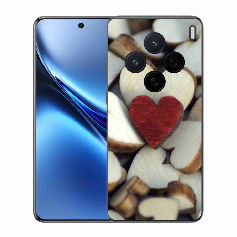 Gélový kryt mmCase na Vivo X200 5G - gravírované červené srdce