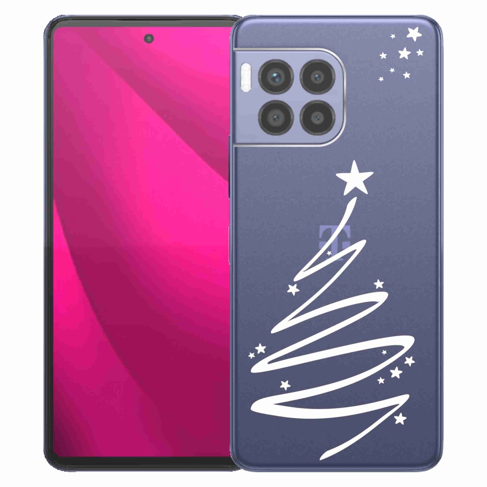 Gélový kryt mmCase na T-Mobile T Phone 2 Pro - biely stromček na priehľadnom pozadí