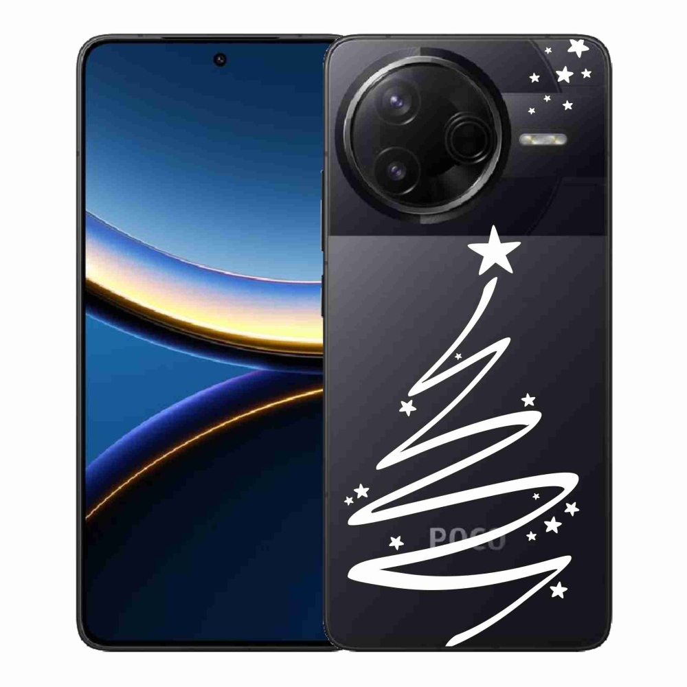 Gélový kryt mmCase na Xiaomi Poco F7 Pro - biely stromček na priehľadnom pozadí