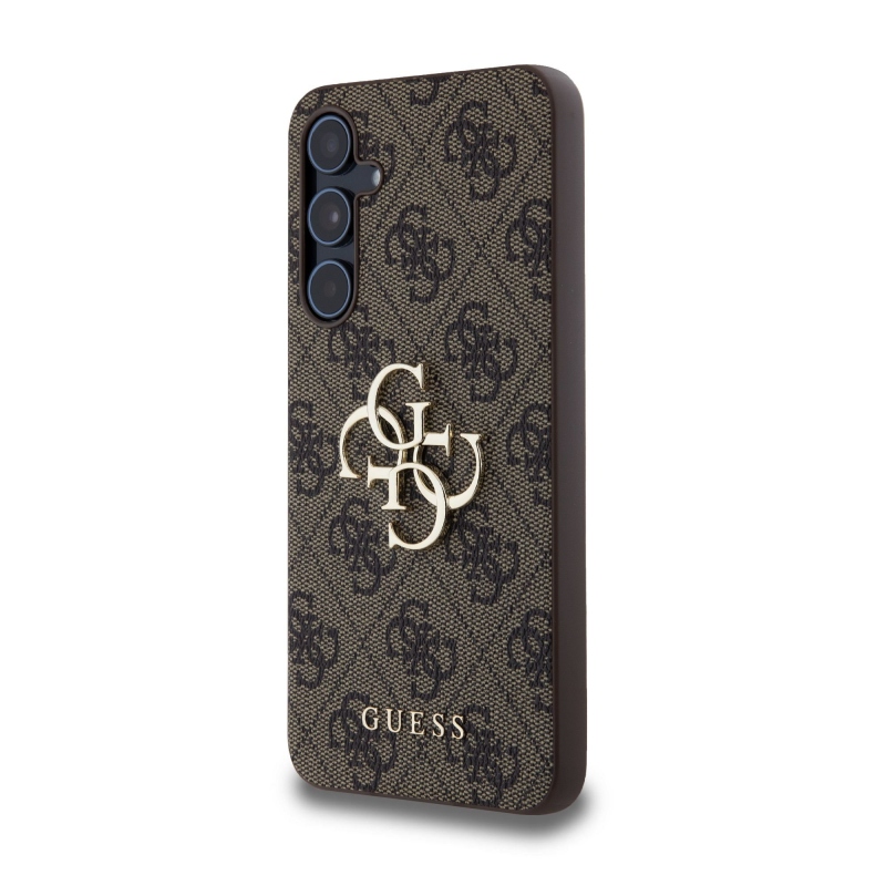 Guess PU 4G Metal Logo Zadný Kryt pre Samsung Galaxy A55 5G Brown