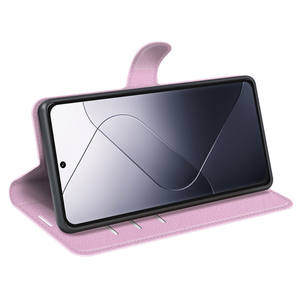 Litchi knižkové púzdro na Xiaomi 14 Pro - ružové