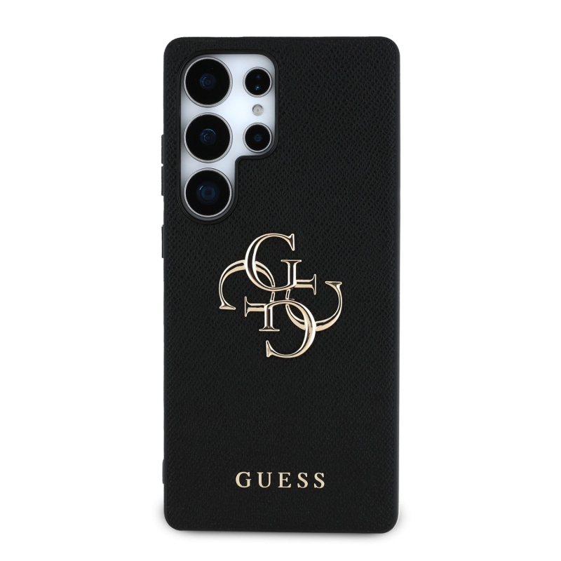 Guess PU Grained 4G Metal Logo Zadný Kryt pre Samsung Galaxy S25 Ultra Black