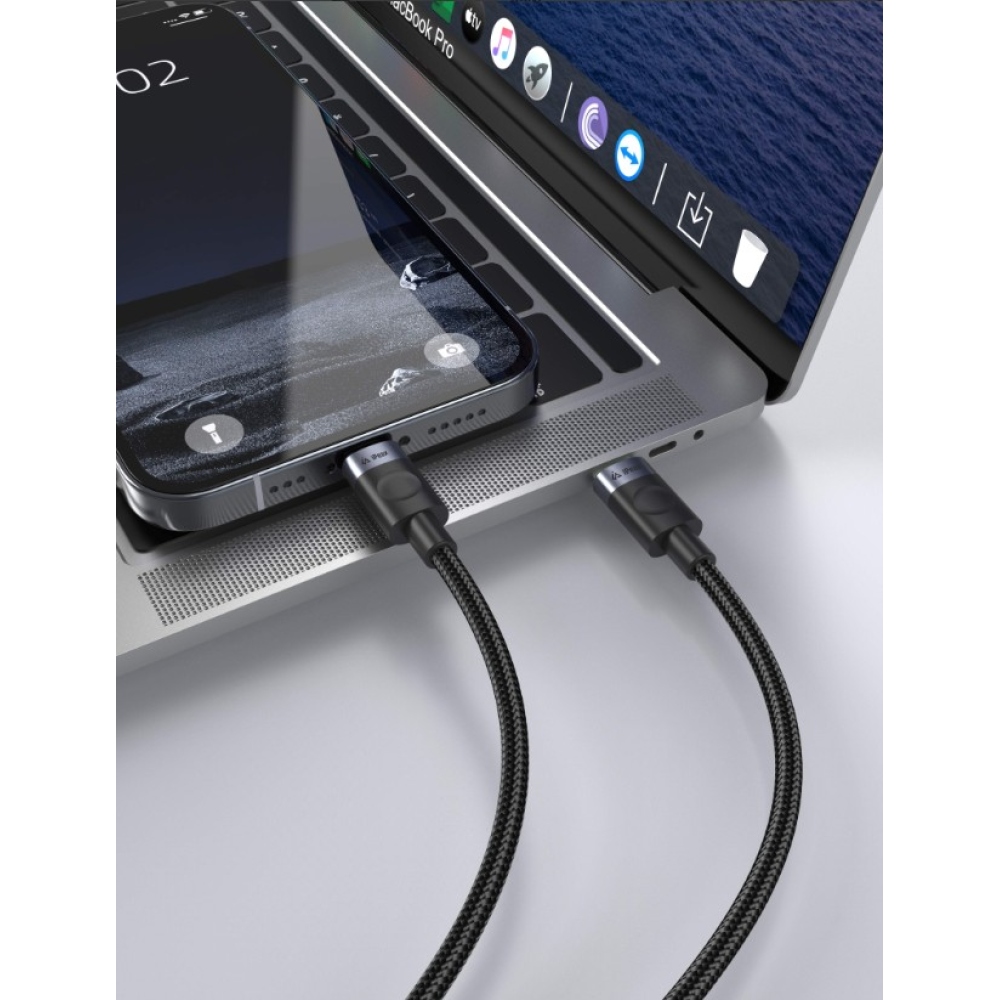 iPEAX textilný kábel USB-C / USB-C 1,5 m, USB 2.0 - čierny