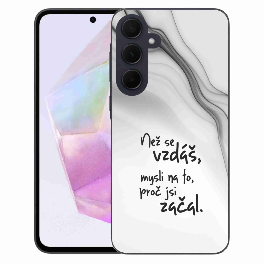 Gélový kryt mmCase na Samsung Galaxy A35 5G - citát 2 biele pozadie