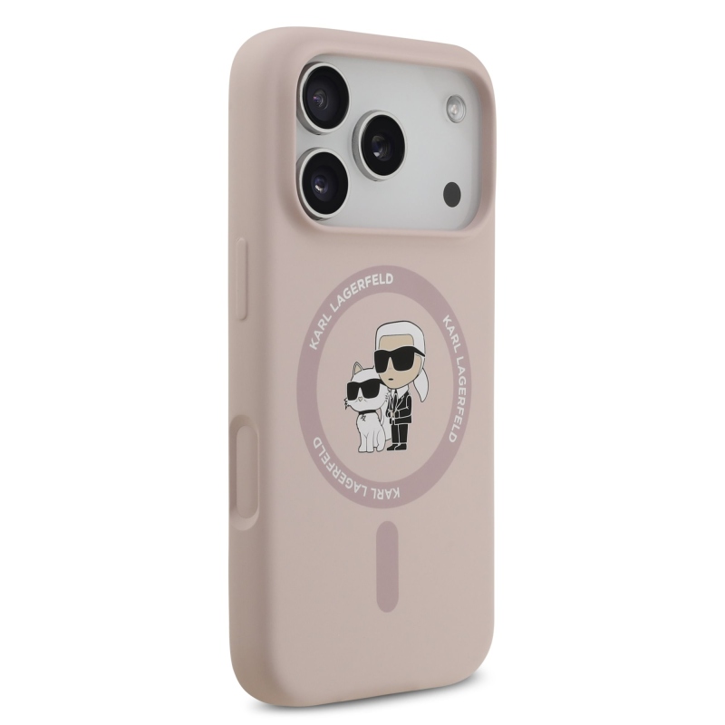 Karl Lagerfeld Liquid Silicone Karl and Choupette MagSafe zadný kryt pre iPhone 17 Pro Pink