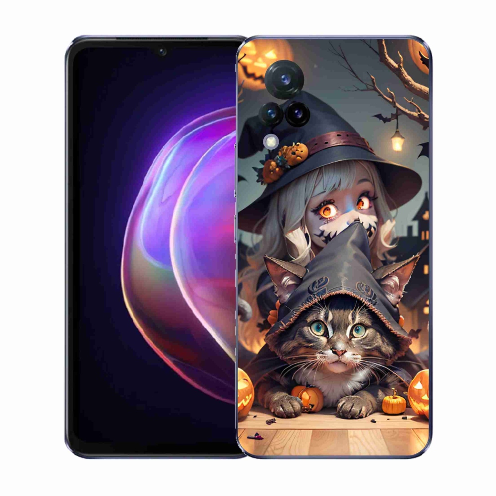 Gélový kryt mmCase na Vivo V21 4G/5G - čarodejnica s mačkou