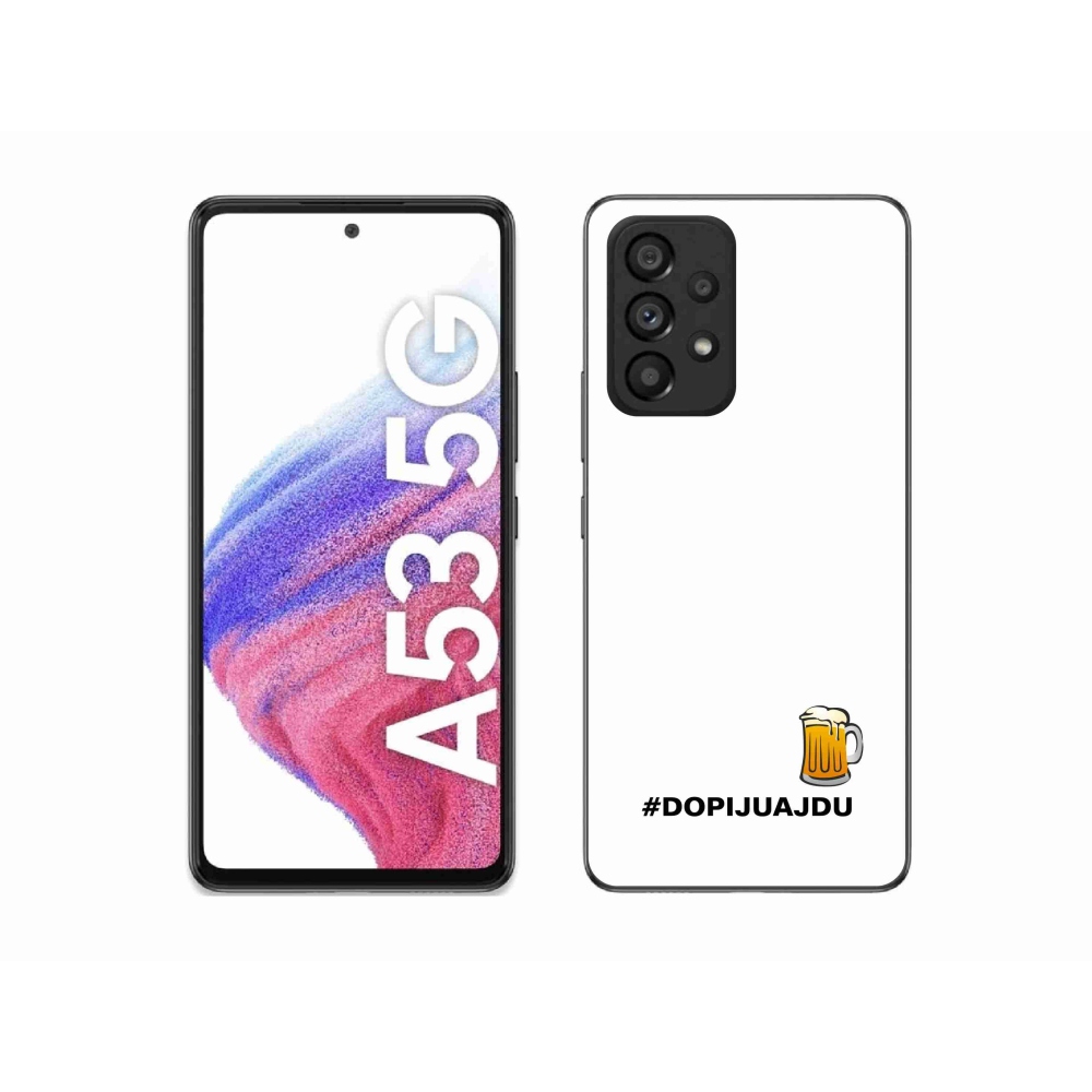 Gélový kryt mmCase na Samsung Galaxy A53 5G - pivný motív 1 biele pozadie