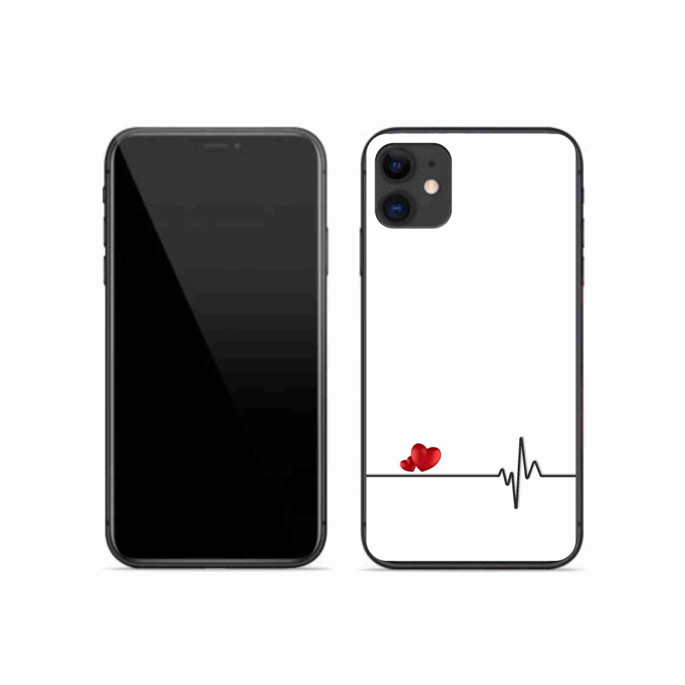 Gélový kryt mmCase na iPhone 11 - srdce a tep biele pozadie