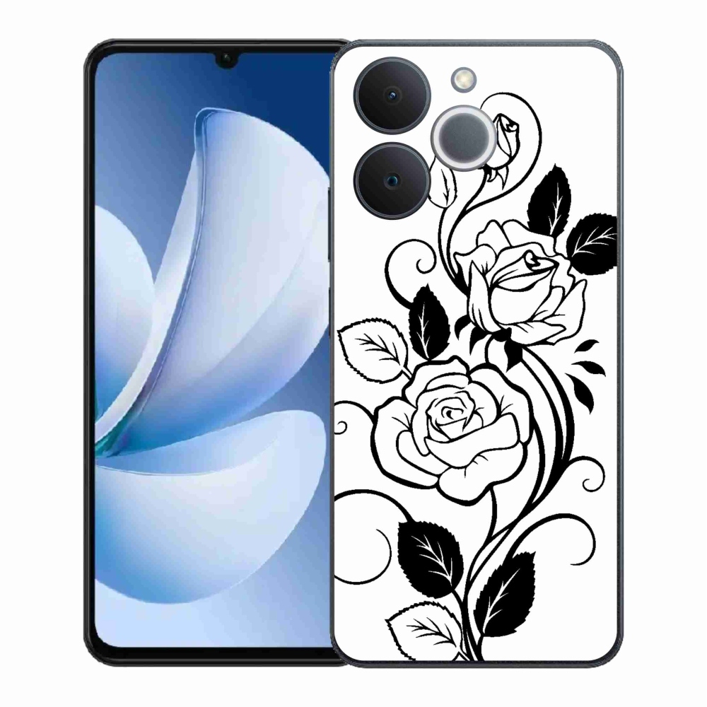Gélový kryt mmCase na Realme Note 70T - čiernobiela ruža