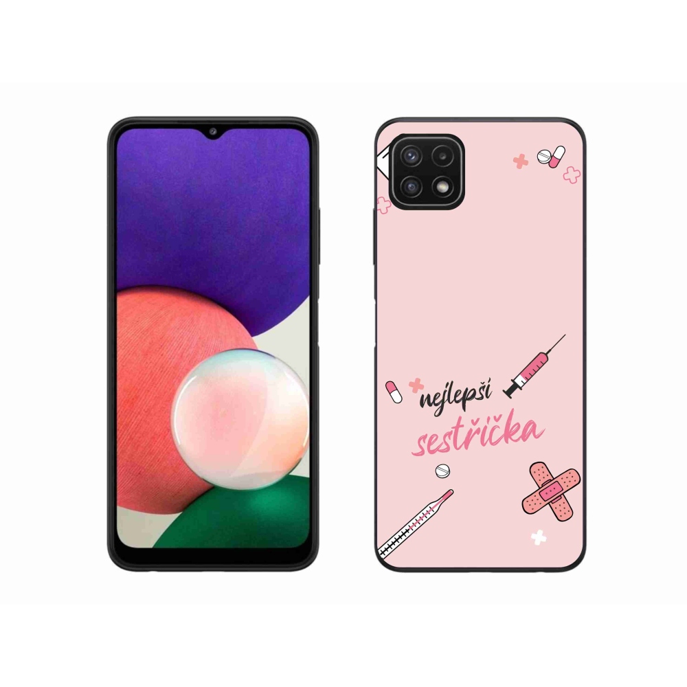 Gélový kryt mmCase na Samsung Galaxy A22 5G - najlepšia sestrička ružové pozadie