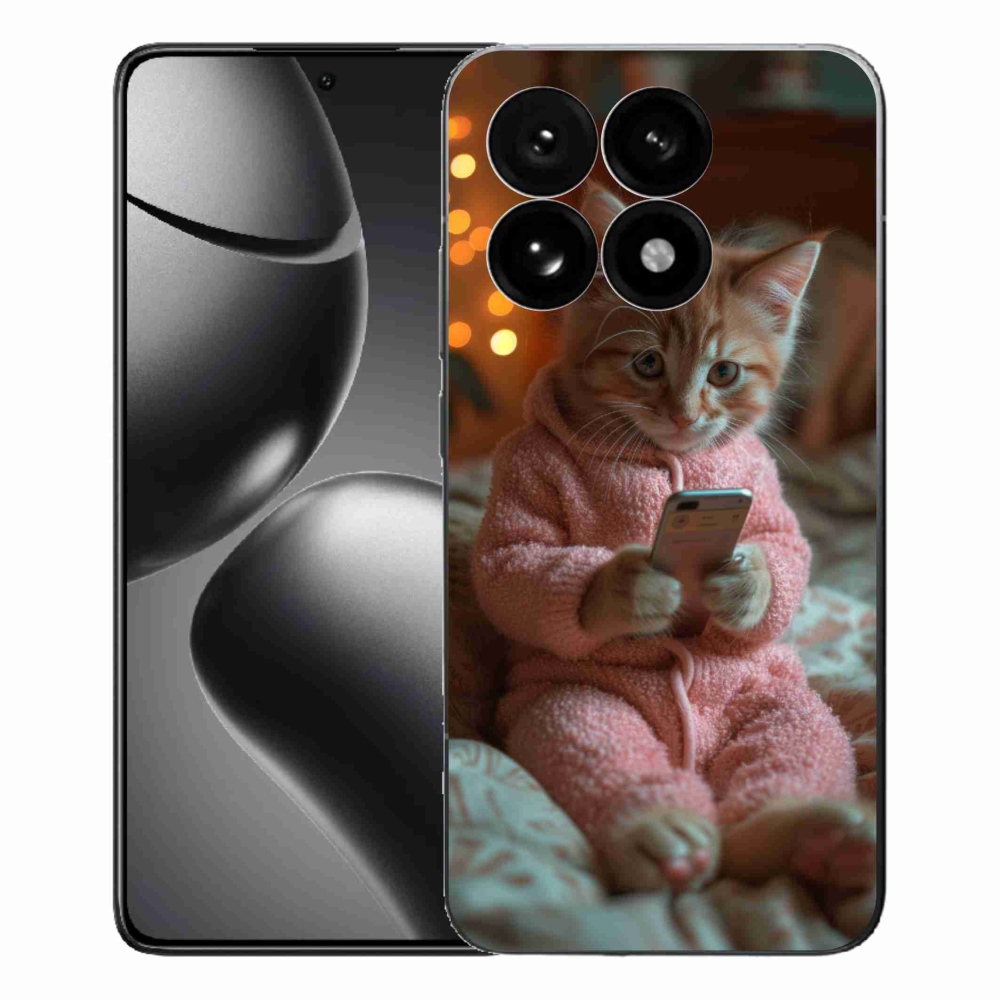 Gélový kryt mmCase na Xiaomi 15T - mačiatko s mobilom