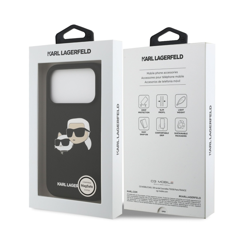 Karl Lagerfeld Liquid Silicone Double Heads MagSafe Back Cover pre iPhone 17 Pro Black