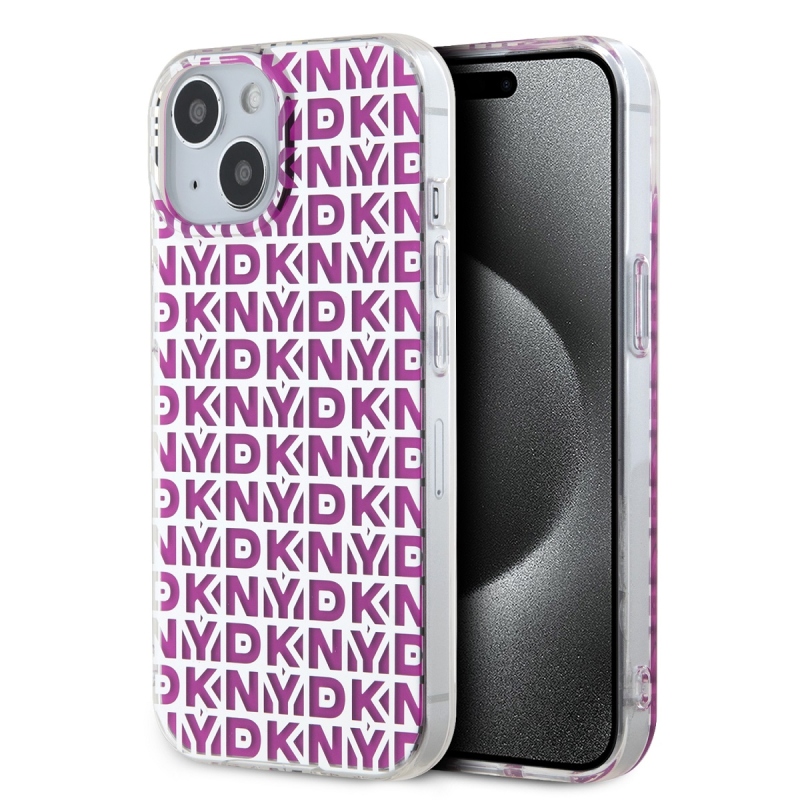 DKNY PC/TPU Repeat Pattern Zadný Kryt pre iPhone 15 Pink