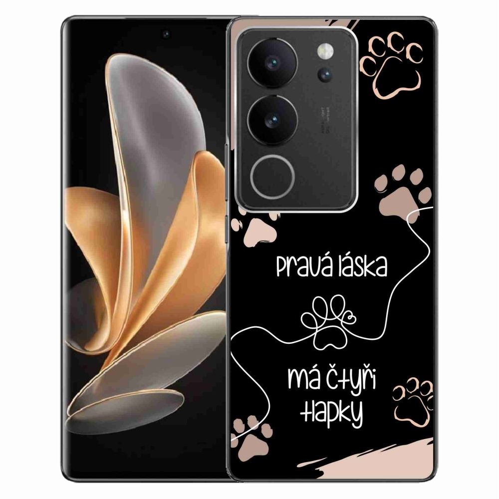 Gélový kryt mmCase na Vivo V29 5G - psí motív 1 čierne pozadie