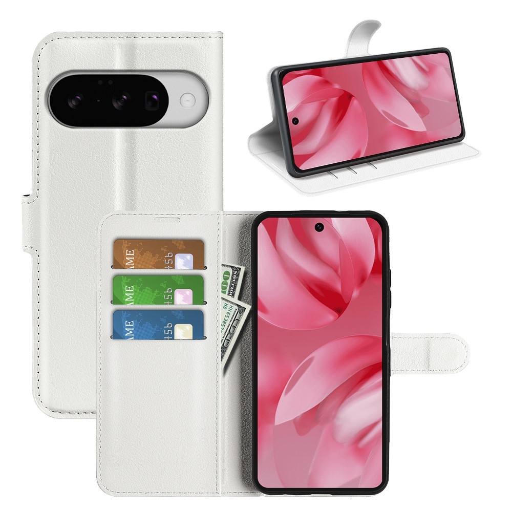 Litchi knižkové puzdro na Google Pixel 10 - biele