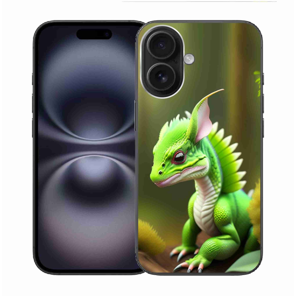 Gélový kryt mmCase na iPhone 16 - zelený dráčik