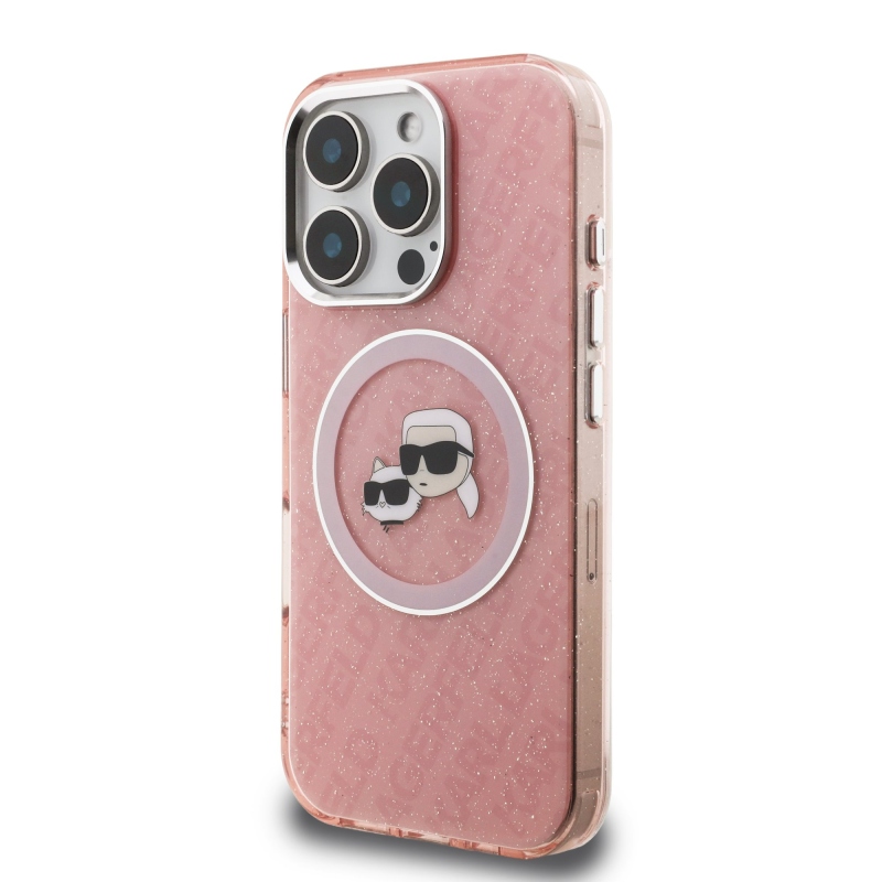 Karl Lagerfeld IML K&CH Heads Repeated Logo MagSafe Zadný Kryt pre iPhone 16 Pro Pink