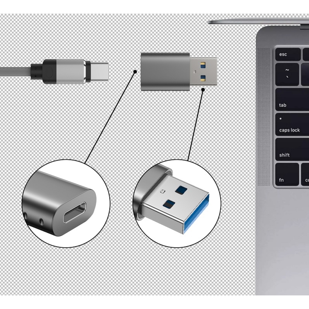 Swissten redukcia USB-A (m)/USB-C (f)