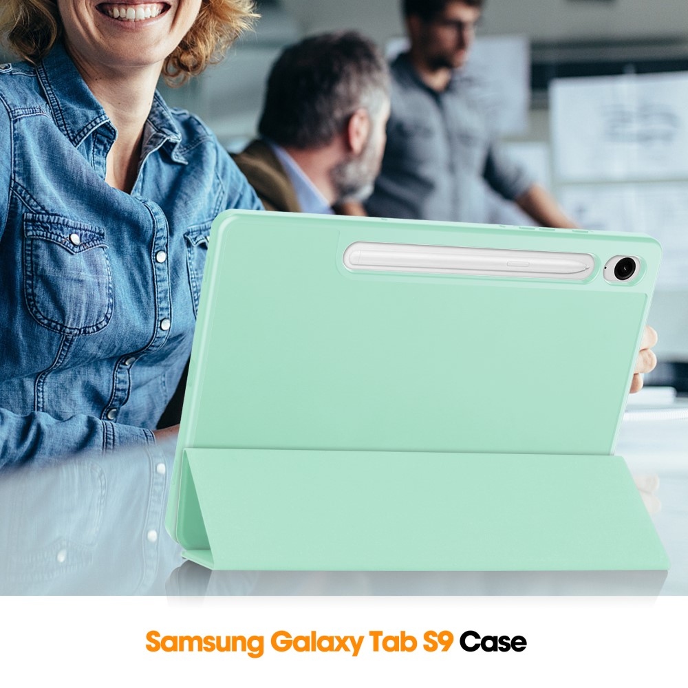 Case chytré zatváracie púzdro na Samsung Galaxy Tab S9 FE - svetlozelené