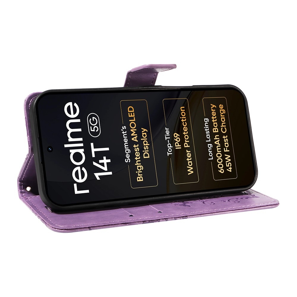 Big Butterfly knižkové puzdro na Realme 14 5G/14T 5G - fialové