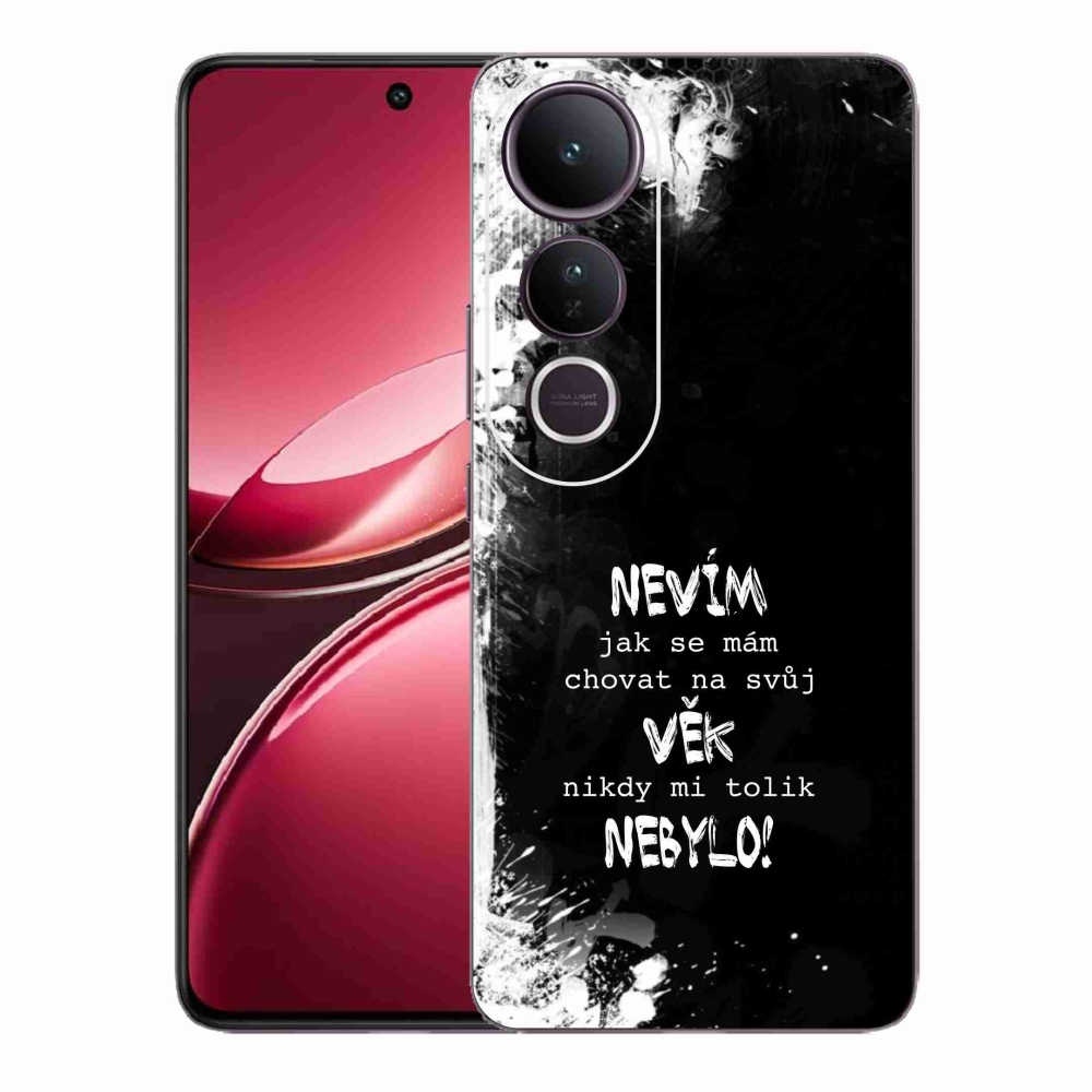 Gélový kryt mmCase na Vivo V50 Lite 4G/5G - vtipný text 14 čierne pozadie