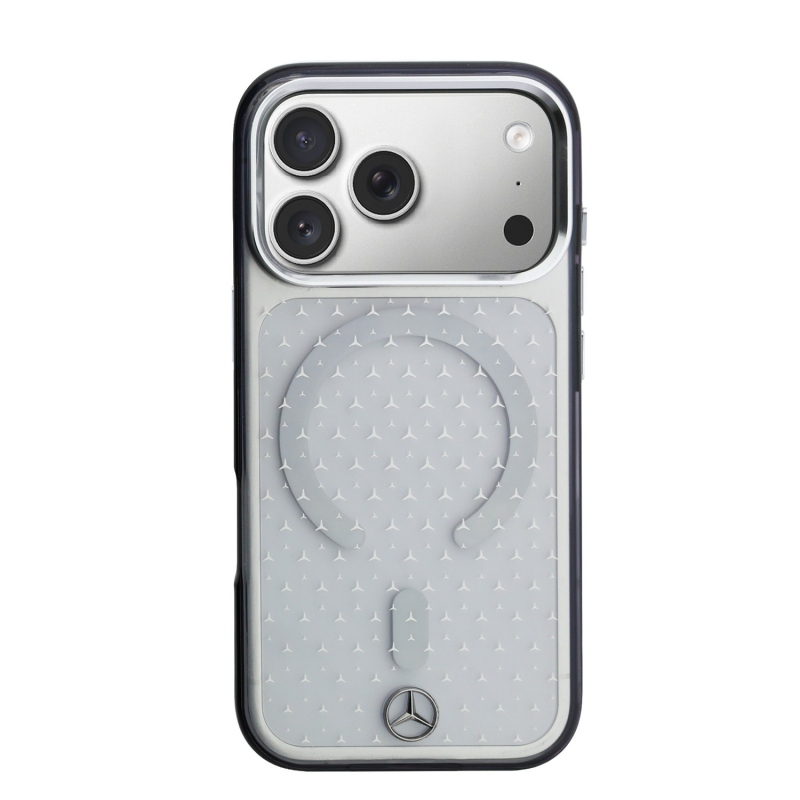 Mercedes PC/TPU Star Pattern MagSafe zadný kryt pre iPhone 18 Pro, priehľadný/čierny