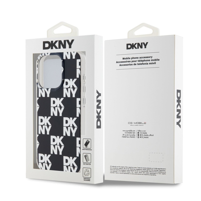 DKNY PC/TPU Checkered Pattern Zadný Kryt pre iPhone 15 Pro Black