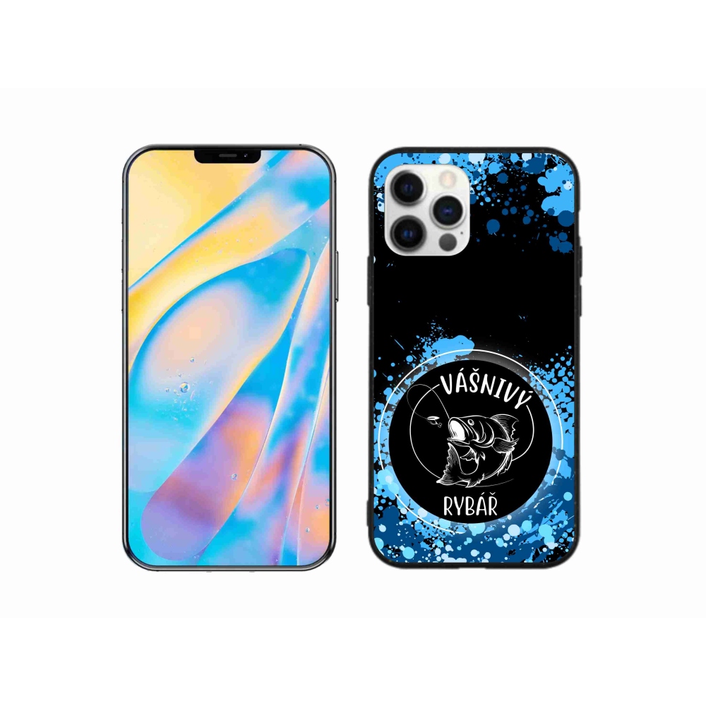 Gélový kryt mmCase na iPhone 12 Pro - vášnivý rybár čierne pozadie