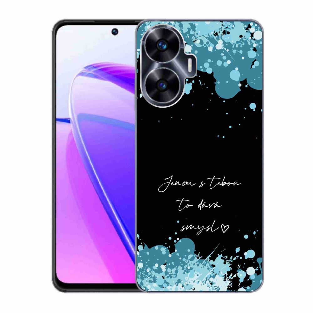 Gélový kryt mmCase na Realme C55 - zamilovaný text čierne pozadie
