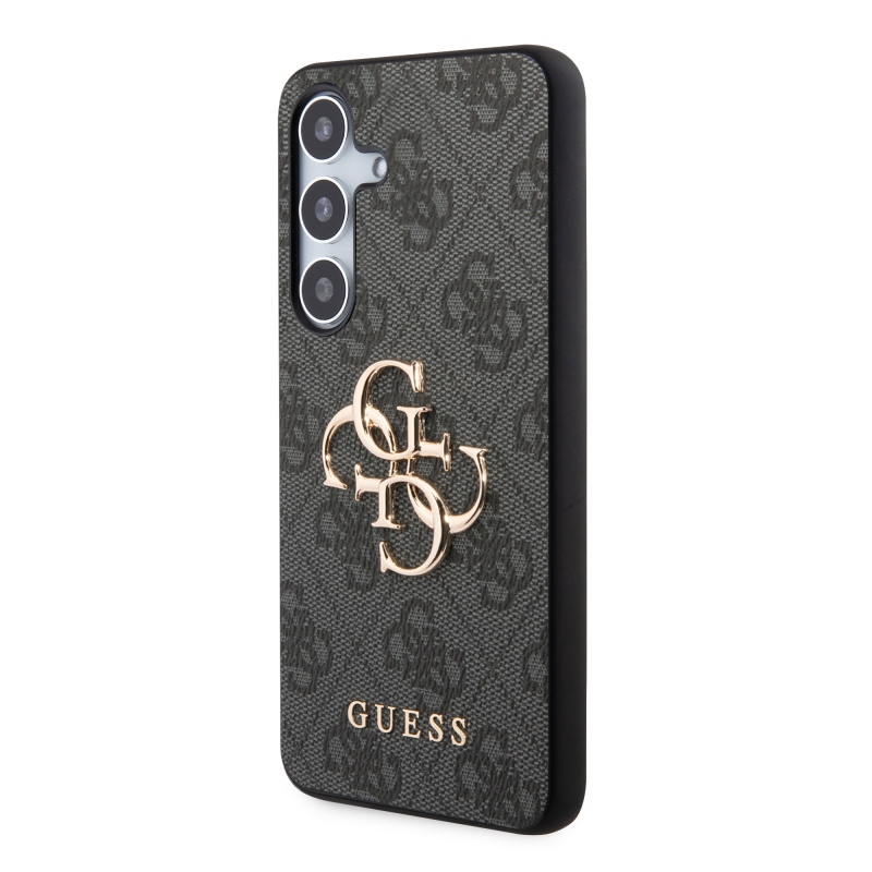 Guess PU 4G Metal Logo Zadný Kryt pre Samsung Galaxy S24+ Grey