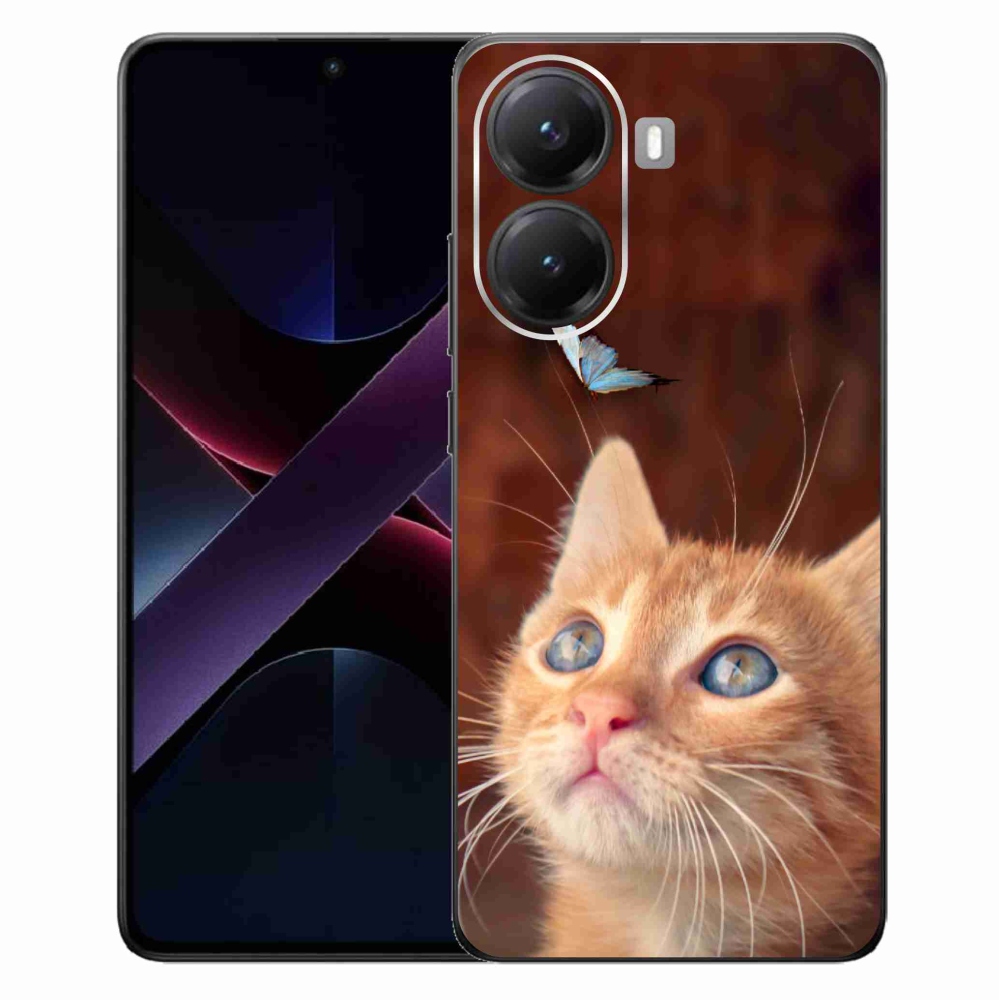 Gélový kryt mmCase na Xiaomi Poco X7 Pro 5G - motýľ a mačiatko
