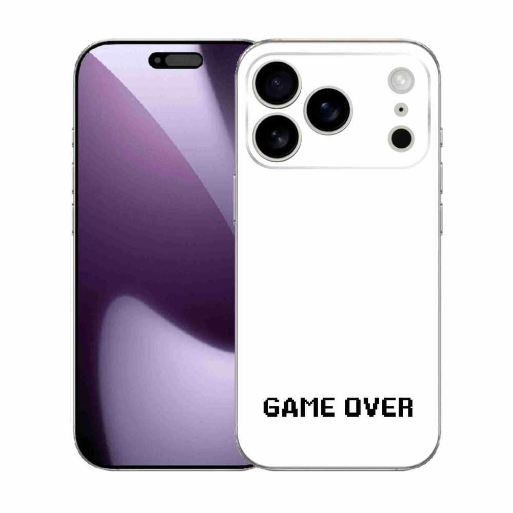 Gélový kryt mmCase na iPhone 17 Pro - game over biele pozadie