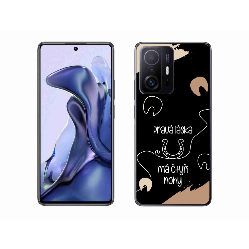 Gélový kryt mmCase na Xiaomi 11T - konský motív čierne pozadie