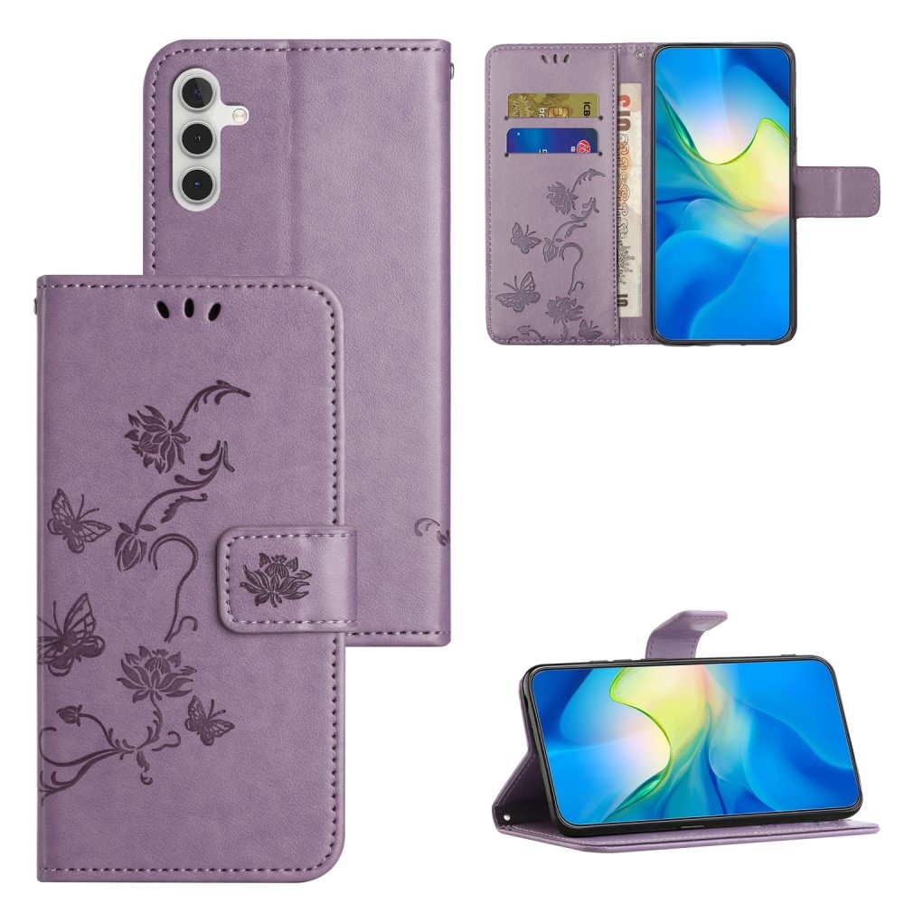 Flower knižkové púzdro na Samsung Galaxy A55 5G - svetlofialové