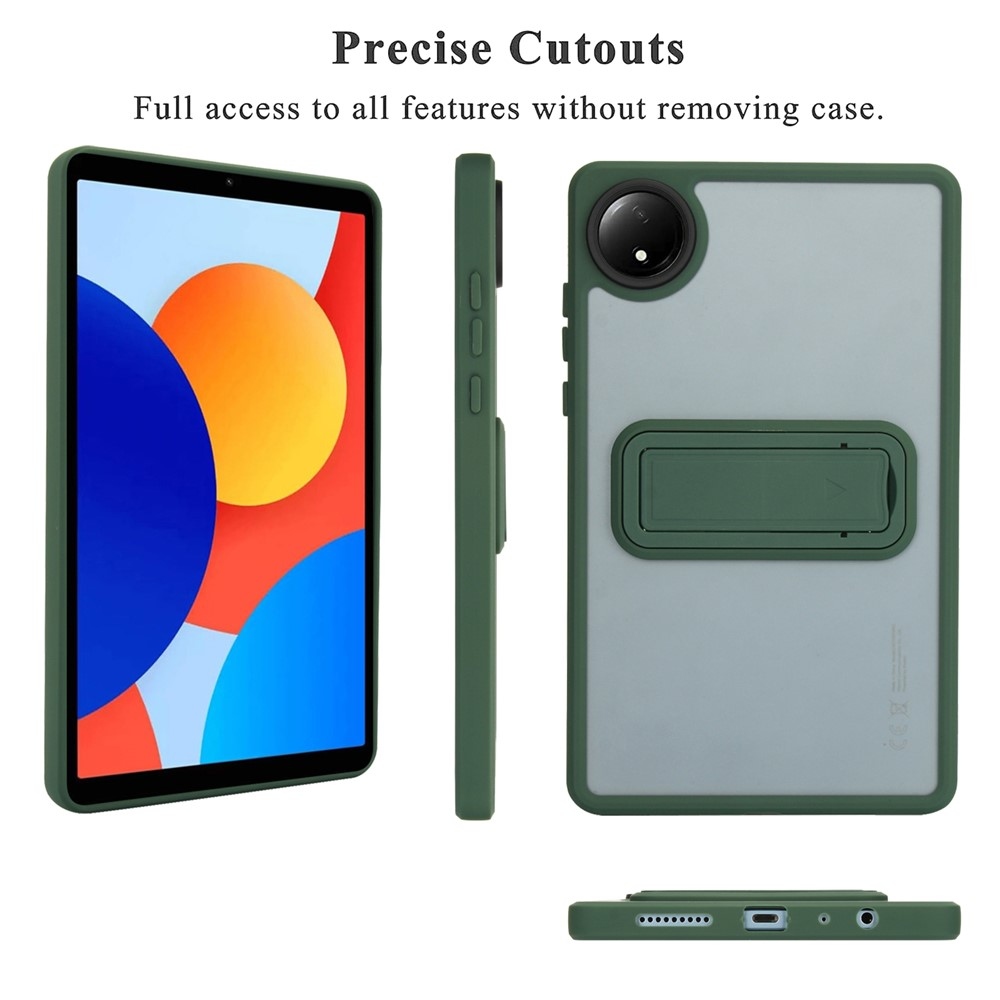 Skiny gélový obal s pevným chrbtom a výklopným stojanom na Xiaomi Redmi Pad SE 8.7 - zelený