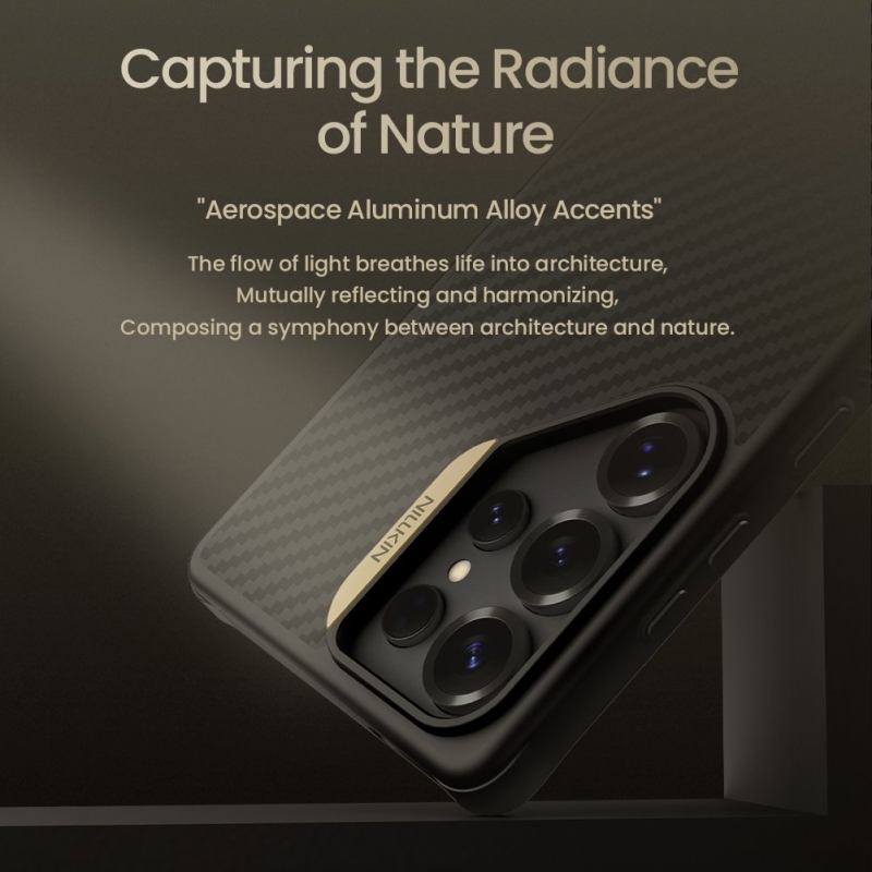 Nillkin Synthetic Fiber PRO Magnetic Zadný Kryt pre Samsung Galaxy S25 Ultra Gold