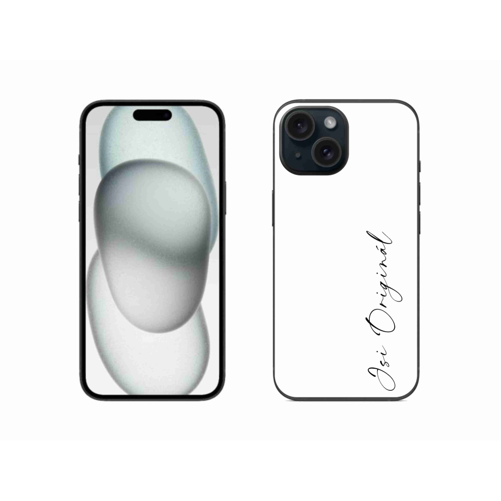 Gélový kryt mmCase na iPhone 15 - si originál biele pozadie