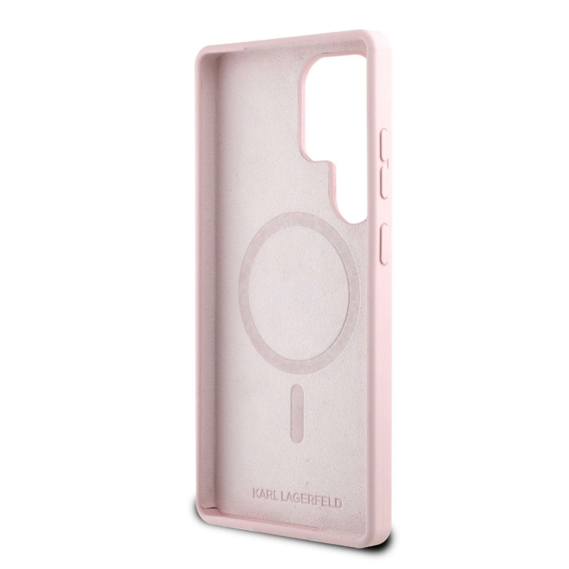 Karl Lagerfeld Liquid Silicone K&CH Heads MagSafe Zadný Kryt pre Samsung Galaxy S25 Ultra Pink
