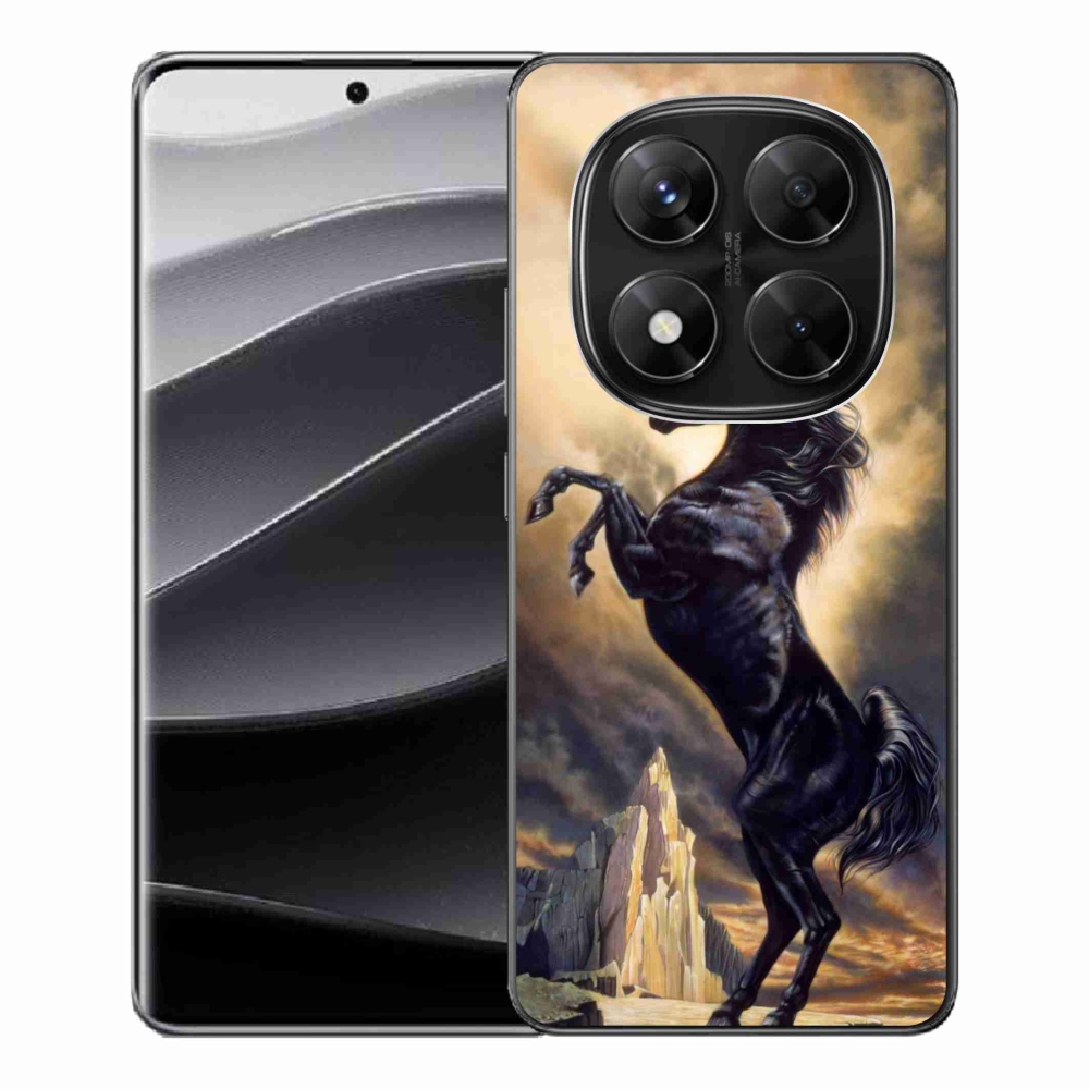 Gélový kryt mmCase na Xiaomi Redmi Note 14 Pro 5G/Poco X7 5G - čierny kreslený kôň