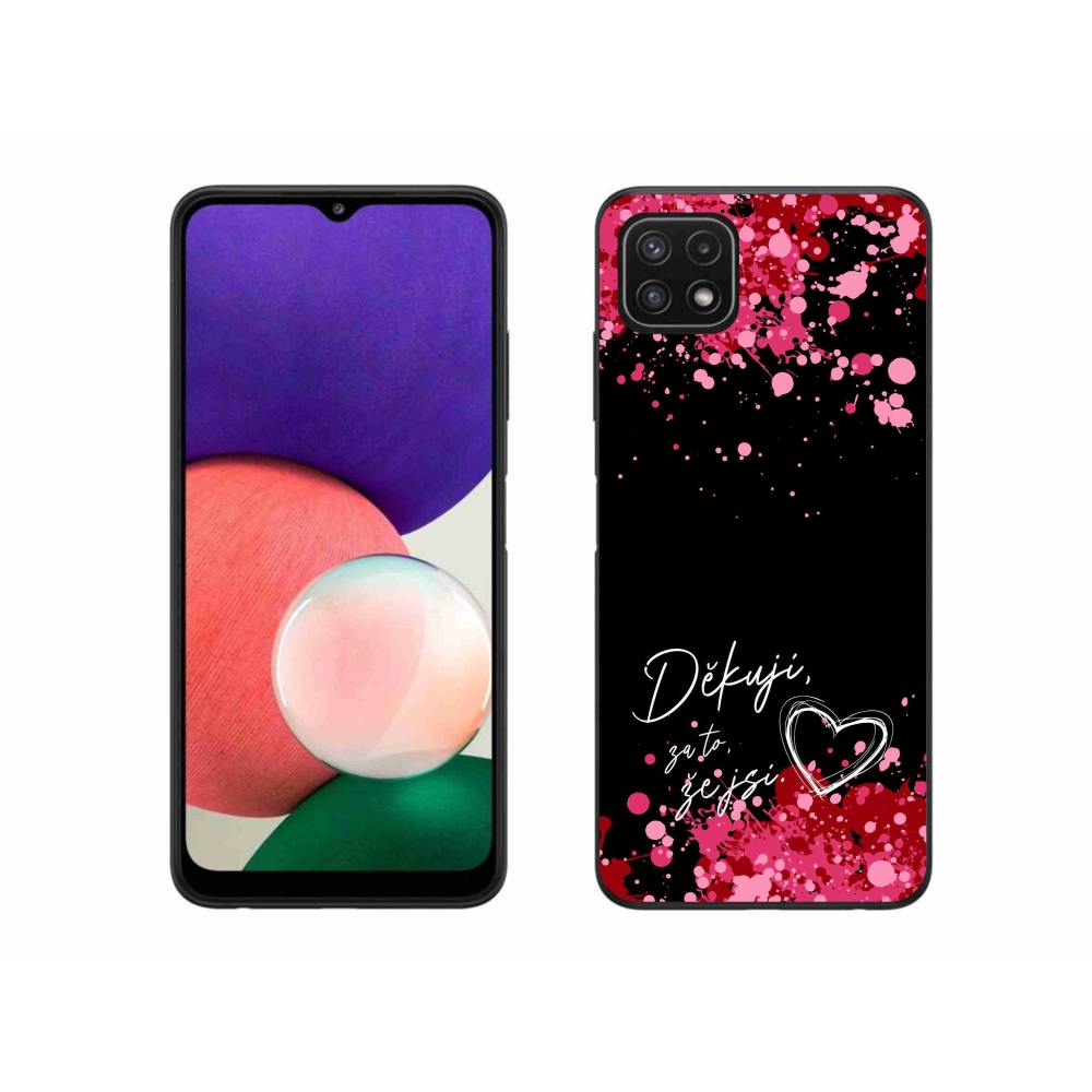 Gélový kryt mmCase na Samsung Galaxy A22 5G - zamilovaný text 2 čierne pozadie